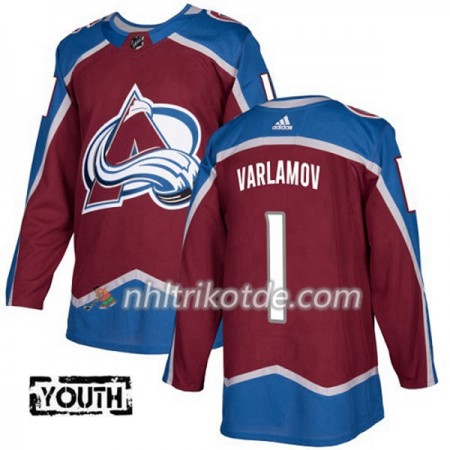 Colorado Avalanche Trikot Semyon Varlamov 1 Adidas 2017-2018 Burgundy Rot Authentic - Kinder